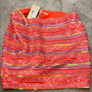 Vibrant Patterned sequined Skirt NWT